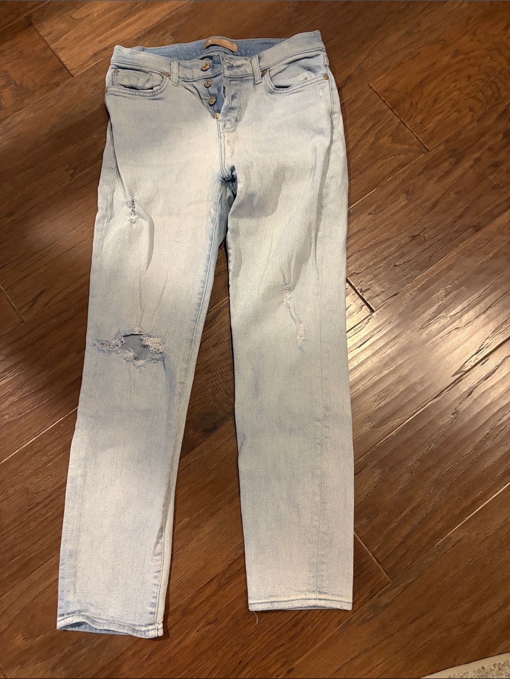 7 For All Mankind Light Blue Distressed Skinny Jeans